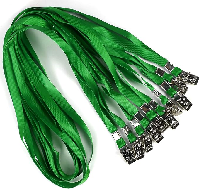 Bird Fiy Black Lanyards 100 Pack 34" Premium Lanyard Bulldog Clips Bulk Nylon Flat Lanyard with Badge Clip