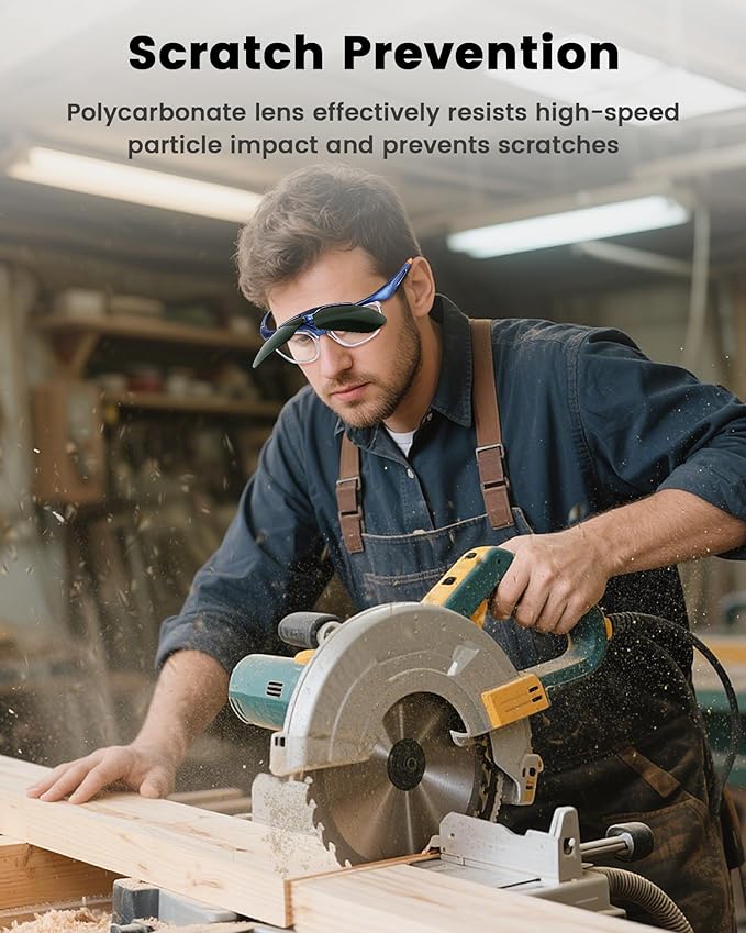 Welding Glasses, Safety Welding Goggles Coating Polycarbonate Lens Anti-Fog Anti-Scratch UV-Protective