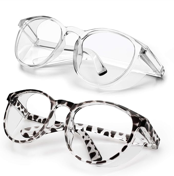 Anti Fog Safety Glasses Blue Light UV Blocking Goggles for women men (Round w+h)