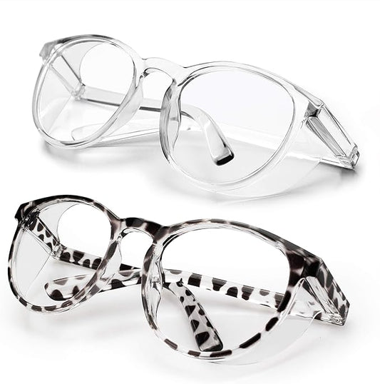 Anti Fog Safety Glasses Blue Light UV Blocking Goggles for women men (Round w+h)