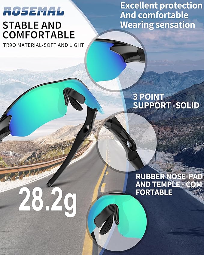 Polarized Sports Sunglasses for Men Women Youth Baseball Running Fishing Tennis Golf Cycling Driving Motor TAC UV400 TR90