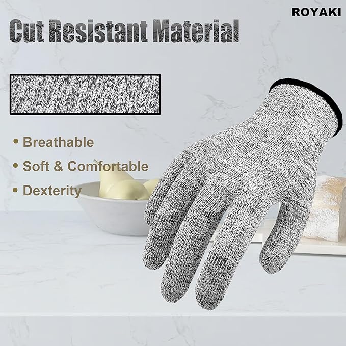 Safety Cut Resistant Gloves, Food Grade Level 5 Protection Kitchen Glove, Cut Proof Gloves for Mandolin Slicing 1 Pair