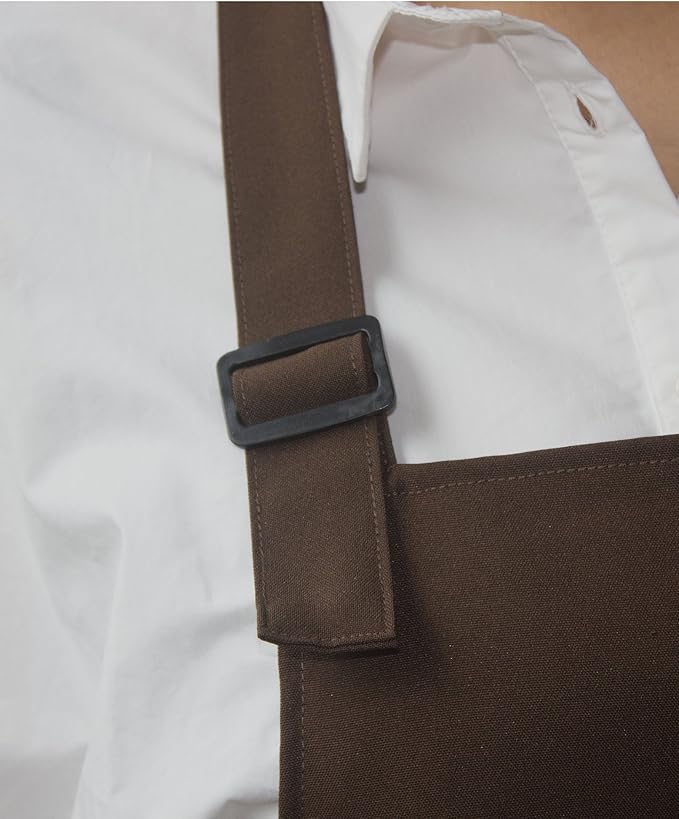 Brown Professional Resist Water Adjustable Extra Long Bib Apron 3 Pockets Home Kitchen Garden Restaurant Cafe Bar Pub Bakery for Cooking Chef Baker Servers Craft Unisex