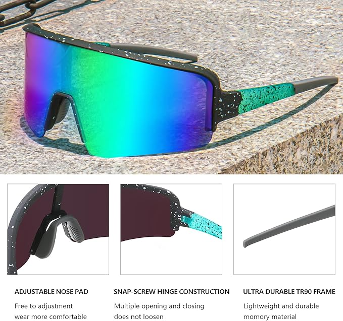 MAXJULI Polarized Sunglasses for Men Women, Windproof Outdoor Sports Cycling Running UV400 Protection Sun Glasses 8121