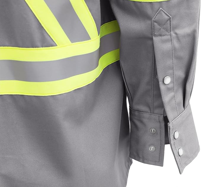 BOCOMAL FR Shirts High Visibility/Hi Vis Flame Resistant/Fire Retardant Shirt 7.5oz Men's Reflective Shirts
