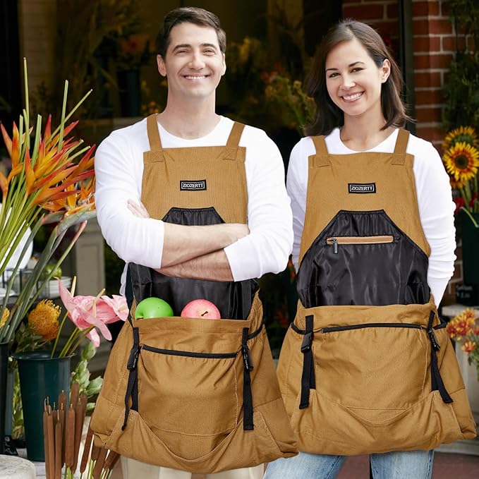 Garden Apron,Harvest Aprons with Pockets for Women and Men,Canvas Gardening Tool Belt, Gardening Gifts for Mom,Dad
