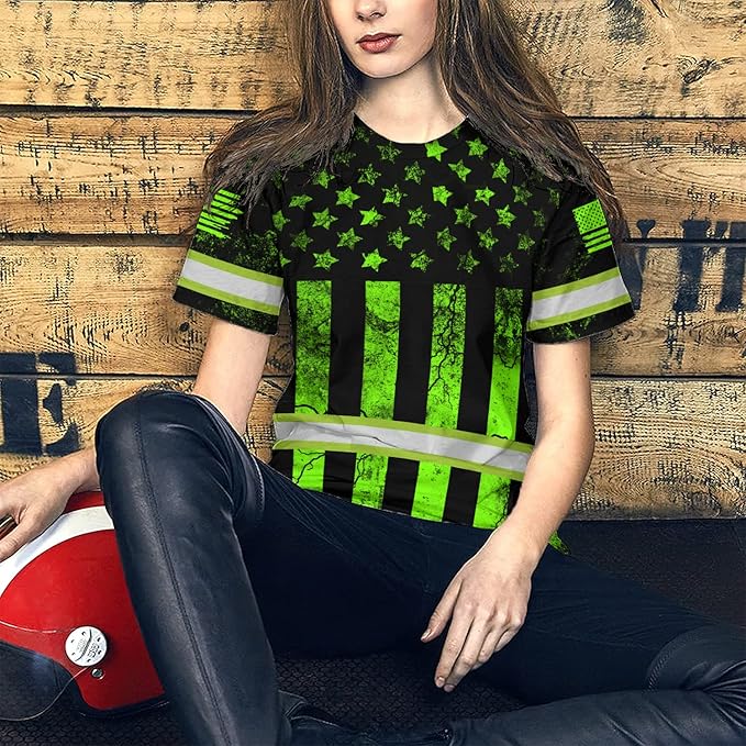 Maddly High Visibility US Flag Collection Safety Workwear Custom Name for Workers, Runners, Truckers, Patriotic