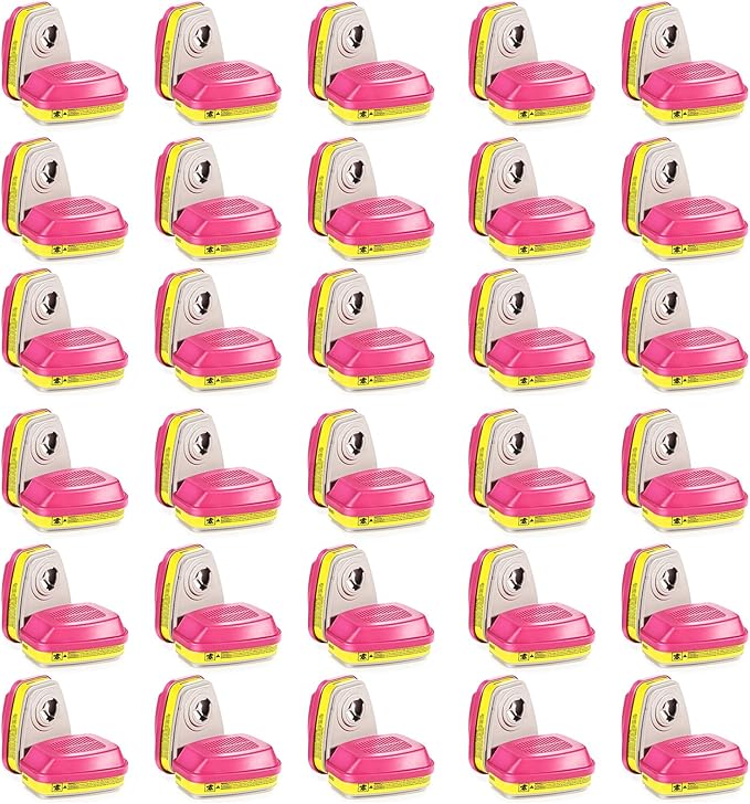 (30 Pair) 60923 Respirator Cartridge Particulate Filter, for 6000, 7000 and FF-400 Series Masks, Effective Filtering Organic Vapors, Acid Gases, Chemical, Dust …
