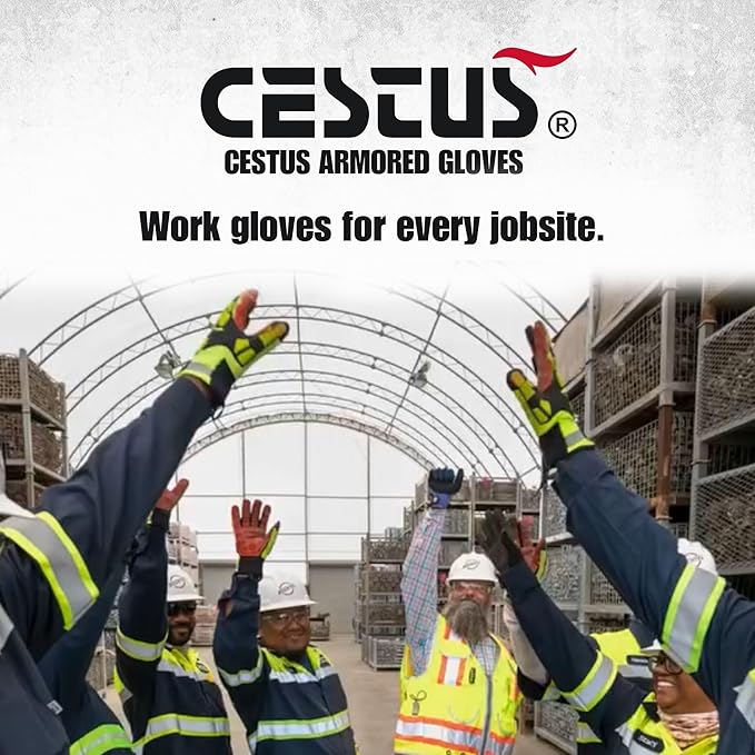 Cestus HandMax Series, Heavy Duty Work Gloves Men, High Abrasion Resistance for Construction, Roofing, HVAC, Framing