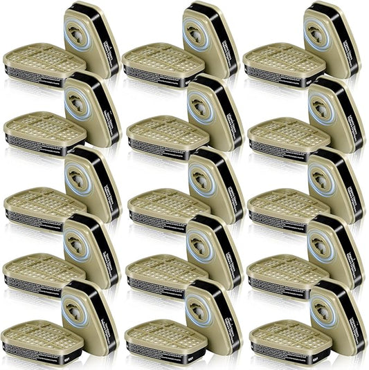 15 Pairs 6001 Respirator Filter Cartridges - Filters for Half/Full Cover Against Gas/Organic Vapor/Chemical, Replaceable Filters Compatible with 6000, 7000Series Respirator(Black)