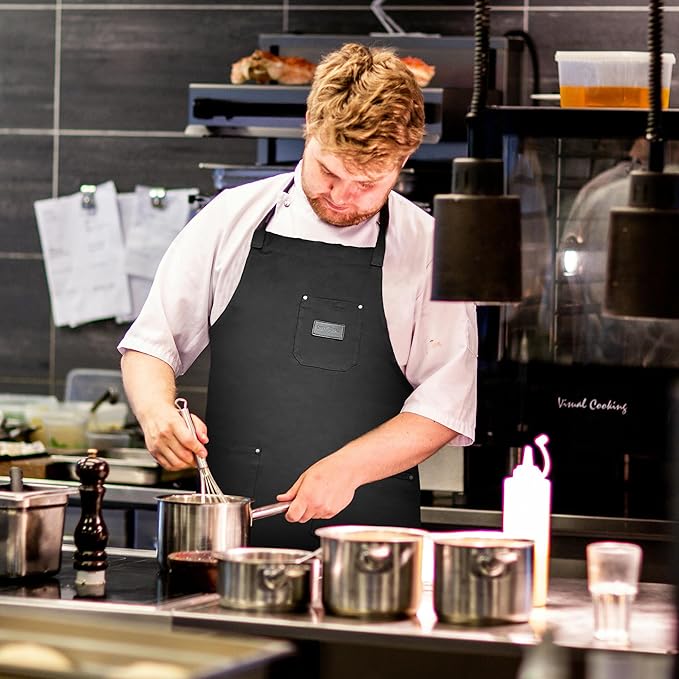 Chef Sac Chef Apron | Cotton Canvas Kitchen Apron | Aprons for Men | Aprons for Women with Pockets | Professional Chef Aprons