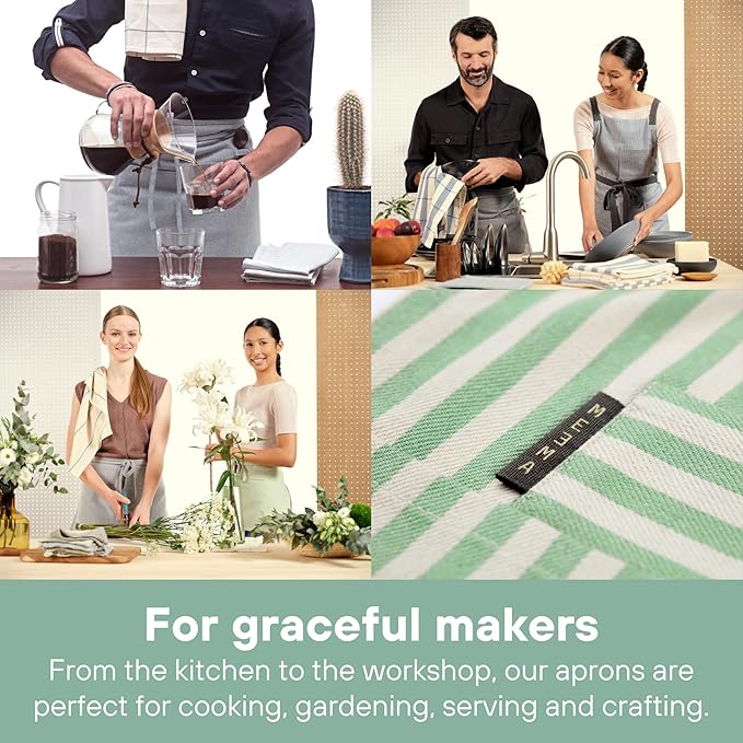 MEEMA Bistro Half Apron for Men & Women | Half Aprons for Women With Pockets | Delantales Para Meseros | Waitress Aprons | Server Apron with Pocket