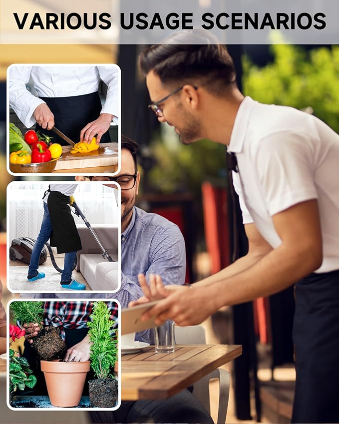 Xeoxarel Unisex Bistro Half Aprons with 4 Pockets, Waiter Waist Server Apron for Women and Man 27''X18''