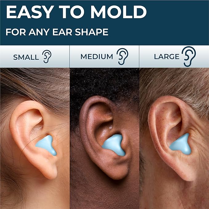 PQ Wax Ear Plugs for Sleeping, Swimming - 54 Noise Cancelling Silicone Gel Wax Earplugs, Ear Protection for Sleep and Swim, Soft Wax Pillows with Sound Blocking Level 32Db, (54 Pillows), Color: Blue