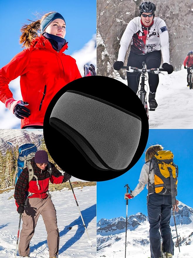 Boao 2 Pieces Ear Warmer Headbands Fleece Earmuffs Winter Ear Covers Running Wicking Ski Sport Headband for Women & Men