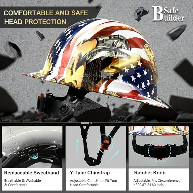 SBD-G1C Construction Full Brim Safety Helmet HDPE Hard Hat Vented Hardhats Sunshade Carbon Fiber Pattern Industrial Work Certified ANSI/ISEA Z89.1