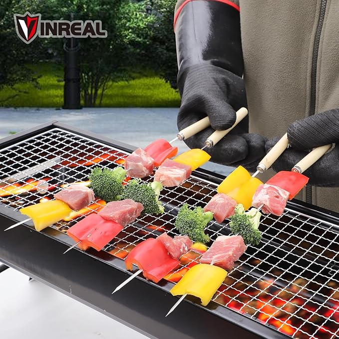932°F Extreme Heat Resistant BBQ Grill Gloves – Waterproof, Oil Resistant Neoprene Coating, Long Sleeve 14-Inch Cooking Gloves for Grilling, Fryer, Baking, Oven, Smoker, Fireproof Kitchen Mitts