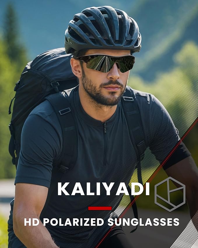 KALIYADI Sports Sunglasses Polarized Sunglasses-Men: Mens Sunglasses with UV400 for Golf Running Fishing