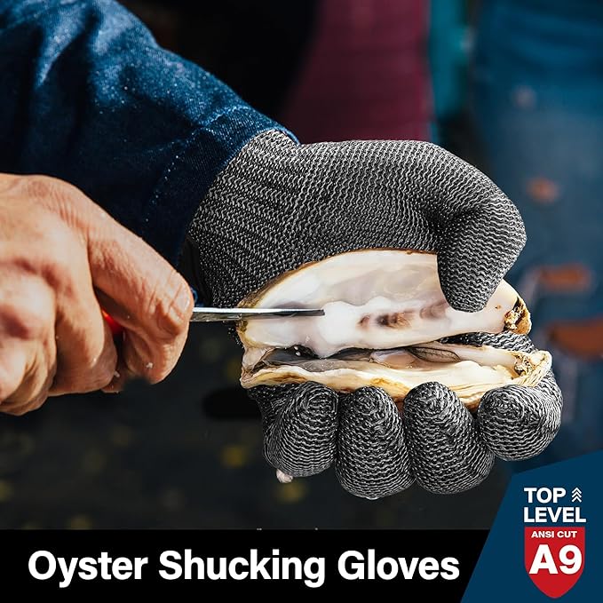 Schwer Ultimate Cut Resistant Gloves Beyond ANSI A9, Reinforced Stainless Steel Glove, Food Grade Mesh Metal Gloves for Butcher Meat Cutting, Oyster Shucking, Mandoline, Non-PFAS, PR1708 (XL, 1 PCS)