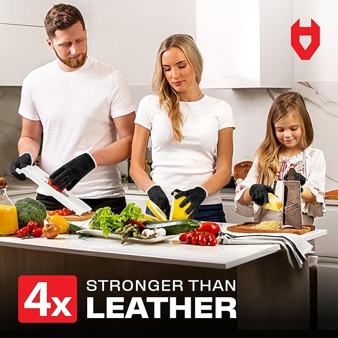 NoCry Premium Cut Resistant Gloves Food Grade — Level 5 Protection; Ambidextrous; Machine Washable; Superior Comfort and Dexterity; Lightweight; Complimentary eBook