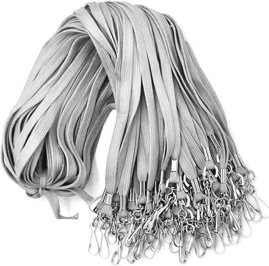 Beebel Lanyards 100 Pack Gray Lanyard with Swivel Hook Clips for ID Name Badge Holder (Gray, 100 Pack)
