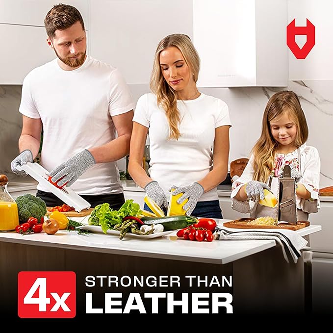 NoCry Premium Cut Resistant Gloves Food Grade — Level 5 Protection; Ambidextrous; Machine Washable; Superior Comfort and Dexterity; Lightweight; Complimentary eBook (10-pack)