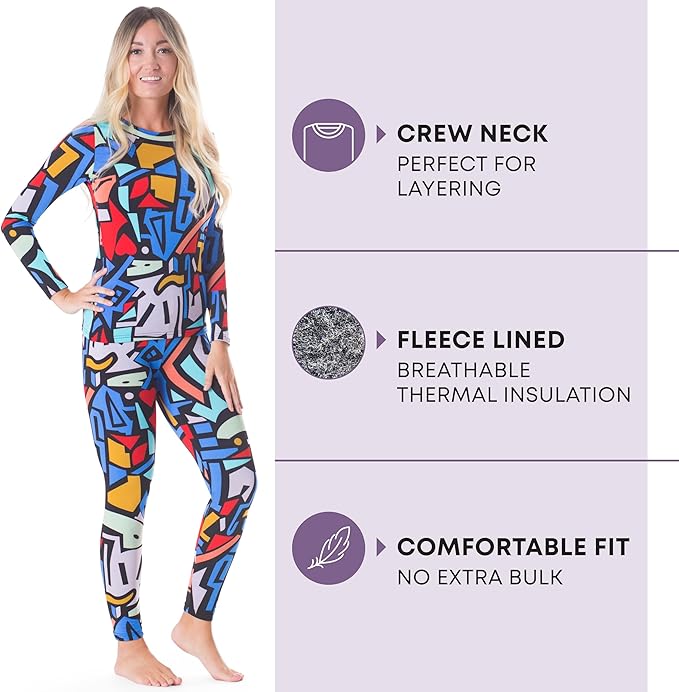 Rocky Thermal Underwear for Women, Long Johns Fleece Lined Set, Shirt & Pants, Base Layer w/Leggings/Bottoms Ski/Extreme Cold