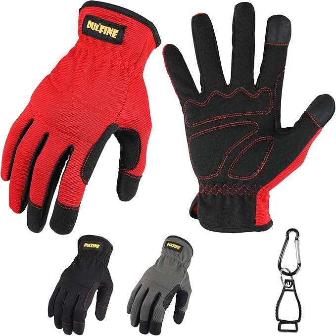 DULFINE High Performance Work Gloves For Men(3 Pairs Pack), High Dexterity Touch Screen For Multipurpose,Excellent Grip (Medium)