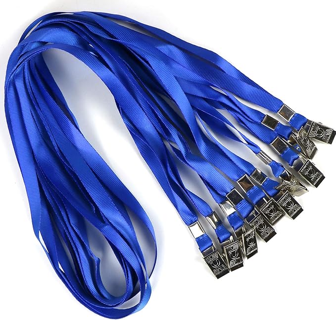 Bird Fiy Black Lanyards 100 Pack 34" Premium Lanyard Bulldog Clips Bulk Nylon Flat Lanyard with Badge Clip