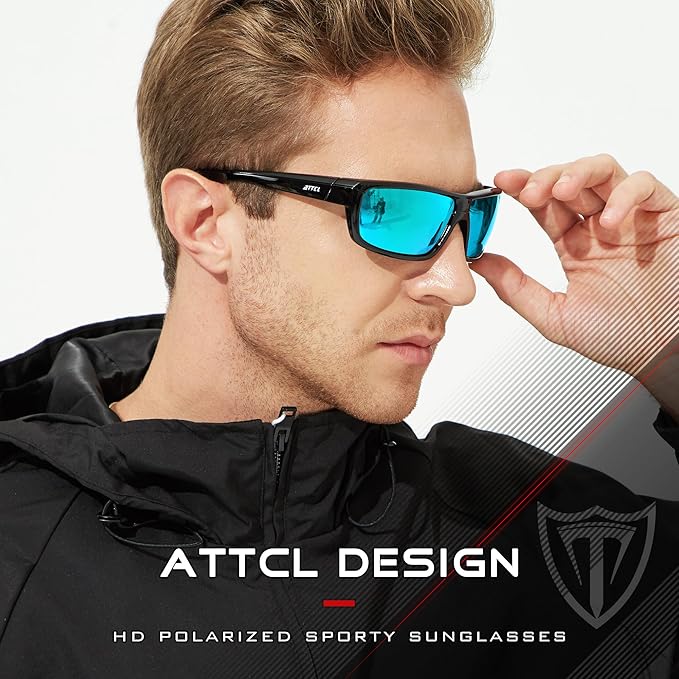 ATTCL Polarized Wrap Fishing Sunglasses Men - Driving Sports Glasses UV Protection