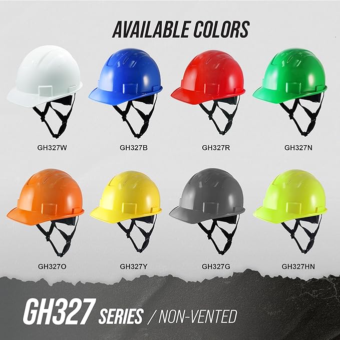 GE Cap Style Hard Hat, 4-Point Ratchet Suspension, Earmuff Slots, High Impact Resistant, Sweat-Wicking Sweatband, Meets ANSI Z89.1-2014, Comfortable, Durable, and Protective - Red, Non-Vented