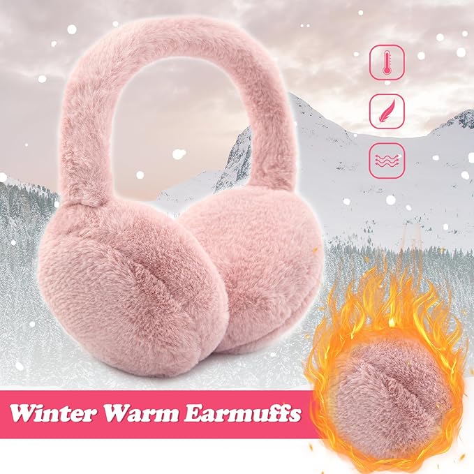Kids Winter Earmuffs Baby Warm Ear Muff Girls Cute Furry Ear Warmers Boys Foldable Ear Covers for Cold Weather