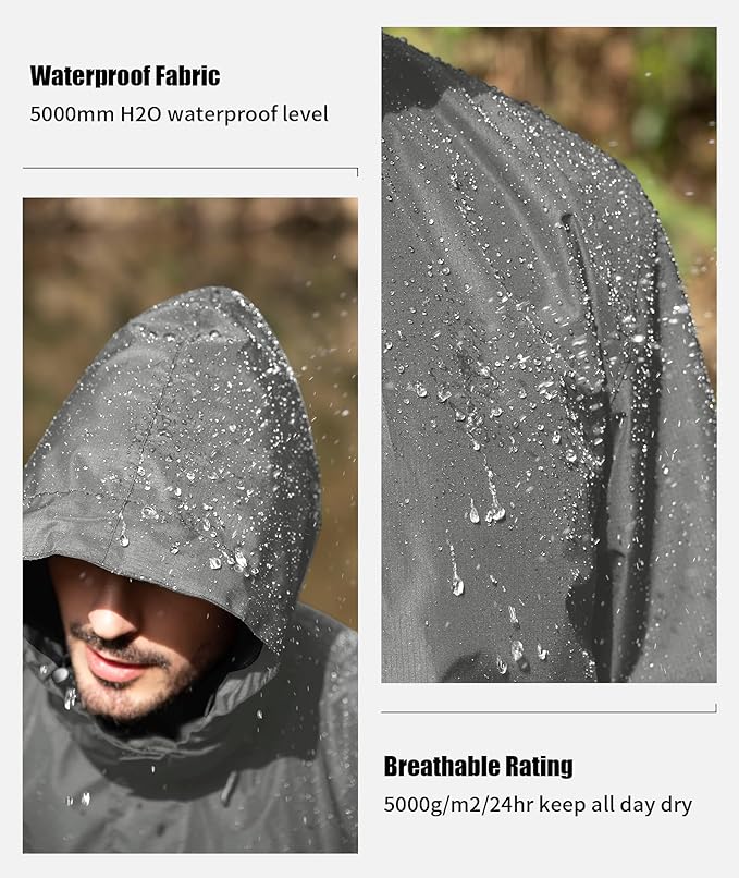 SWISSWELL Mens Women Rain Suit Rain Jacket and Pants Waterproof Lightweight Windbreaker with Detachable Hood for Golf Fishing