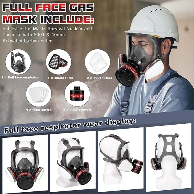 Reusable Respirator Mask with Activated carbon filter cottons for Gas, Organic Vapors