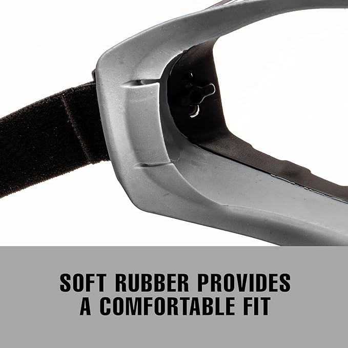 SolidWork Safety Goggles Anti-Fog Clear Lens with Adjustable Elastic Headband. Protective Eyewear for Men & Women