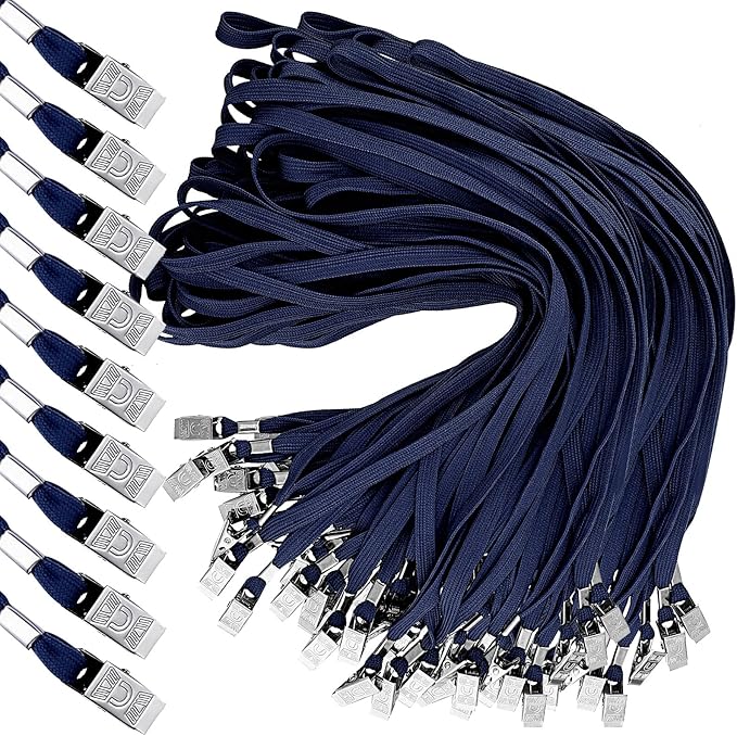 Hoolerry 300 Pcs Lanyards Clips Bulk for ID Name Badge Holder Lanyards Flat with Swivel Hook for Office School(Dark Blue)