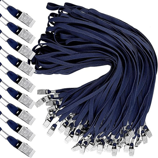 Hoolerry 300 Pcs Lanyards Clips Bulk for ID Name Badge Holder Lanyards Flat with Swivel Hook for Office School(Dark Blue)