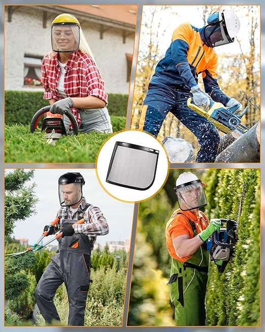 5 Pcs Faceshield Replacement Visors Steel Wire Mesh Safety Face Shield Mask for Weed Whacking Grinding Black Mesh Face Shield for Woodcutting Mowing Gardening Trimming, Headgear Not Included