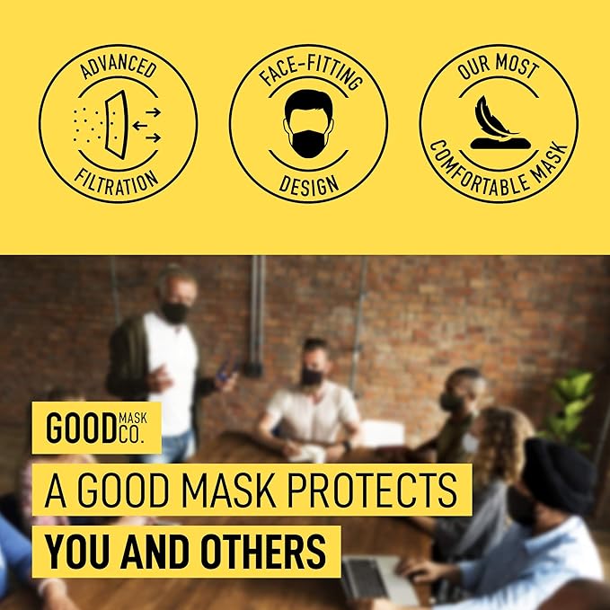 Good Mask Co. Good Comfort KN95, Disposable KN95, Folding, Comfortable, Bulk Face Masks (25 Pack of Masks, White)