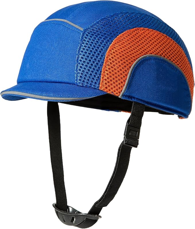 Lightweight Safety Bump Cap - Breathable Baseball Style Protective Hat with Reflective Stripes