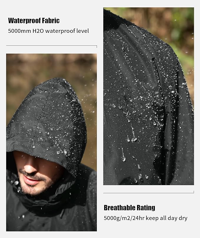 SWISSWELL Mens Women Rain Suit Rain Jacket and Pants Waterproof Lightweight Windbreaker with Detachable Hood for Golf Fishing