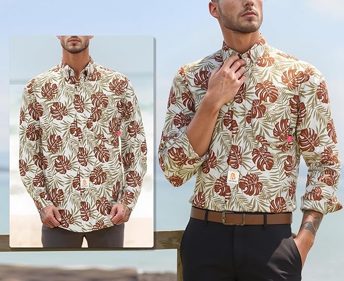 BOCOMAL FR Shirts Printed Paisley/Hawaii Lightweight Pearl Snaps/Button Down Flame Resistant NFPA2112 CAT2 Work Shirt