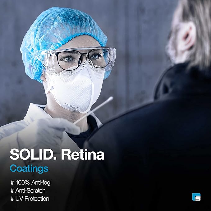 SolidWork Safety Glasses Clear Lens with Side Shields, Anti Fog, Anti Scratch, Anti-Glare, Protective Eyewear for Men & Women