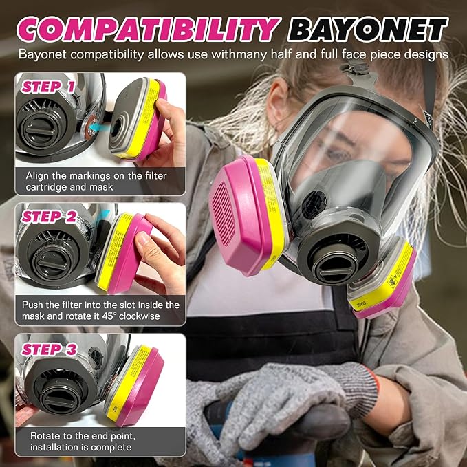 (30 Pairs) 60923 Respirator Cartridge,for Half and Full Face Respirator Mask 6200,7502,6800 Series,Effective Filtering Acid Gases,Organic Vapors,Chemical.