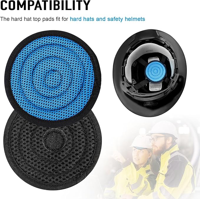 Hard Hat Top Pad Replacement, Washable Hard Hat Cooling Inserts/Liner/Sweatband, Sweat Pad Suspension Cushion Accessorie, Blue, 3 PCS
