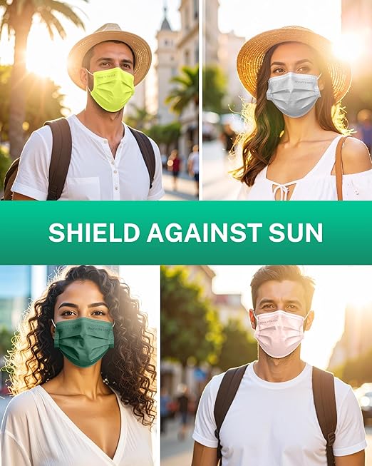 Disposable Face Masks Made in USA, 4 Ply for Families, Students, Breathable All-Day Wear & Safety, FSA HSA Eligible, ASTM Level 3 Medical Grade, 50 Pack, Hunter Green