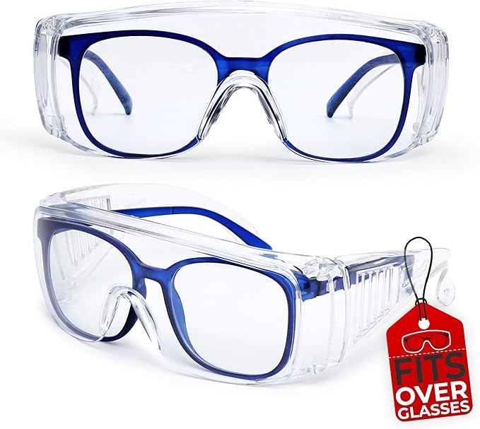 BISON LIFE Diamont Vented Over Glasses Safety Glasses | Meets ANSI Z87.1, Impact Resistant Polycarbonate Lens
