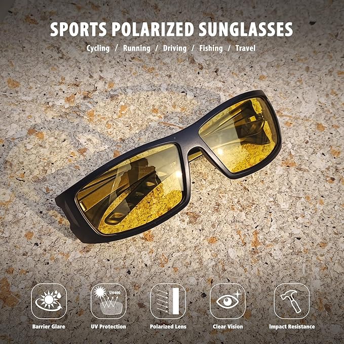 Polarized Sports Sunglasses for Men Women Unbreakable Frame Cycling Fishing Wrap Around Sunglasses UV400 Protection