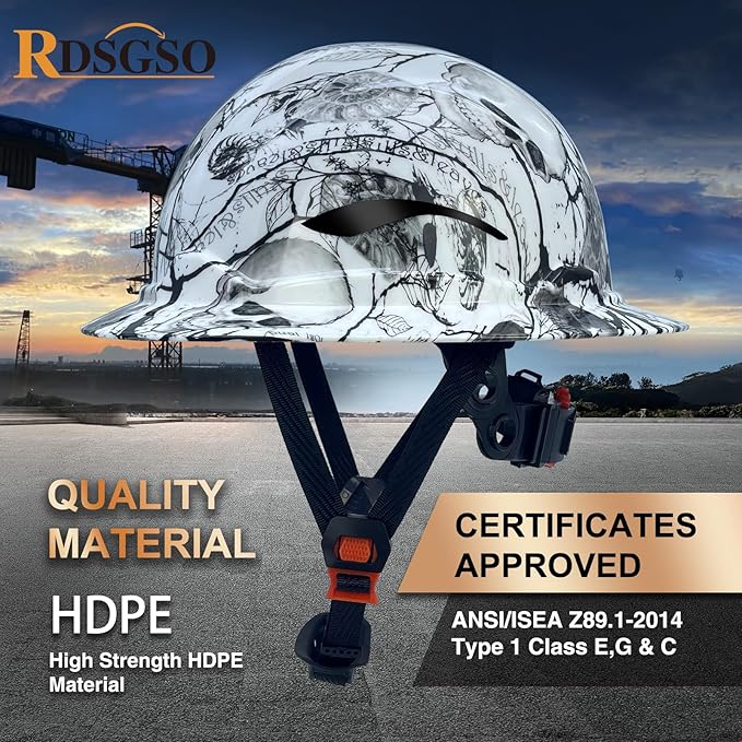 Full Brim Hard Hats ANSI/ISEA Z89.1 Type I Class E Certified 6-Point Suspension Lightweight Vented Adjustable Safety Helmet for Construction Industrial