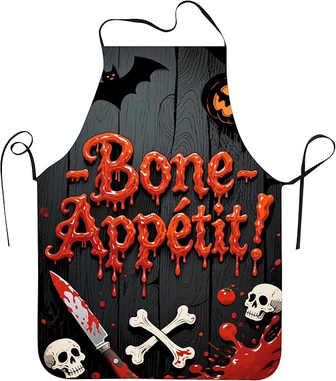Halloween Aprons Gifts for Women Mens Bone Appetit Cooking Apron, Funny Gift for Him Her,His Hers (1 Pcs)